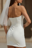 Vestido de novia corto corto de corto bodycon blanco sencillo