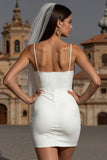 Vestido de novia mini Bodycon Bodycon Tirantes Cortos