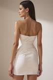 Vestido de novia mini fruncido Sweetheart White Bodycon