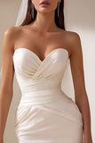 Vestido de novia mini fruncido Sweetheart White Bodycon