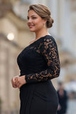 Vestido negro de talla grande sirena de un solo hombro para la madre de la novia con encaje