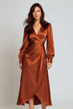 Vestido formal Midi de satén oxidado en línea A