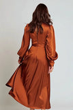 Vestido formal Midi de satén oxidado en línea A