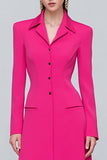 Vestido blazer de línea A con solapa muescas fucsia