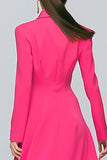 Vestido blazer de línea A con solapa muescas fucsia