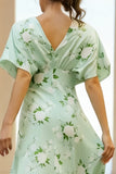 Vestido largo floral Sage Sage Sage, escote en V y mangas tipo capa