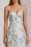 Vestido largo floral azul polvoriento de tirantes finos