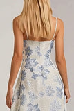 Vestido largo floral azul polvoriento de tirantes finos