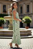 Vestido floral largo sin tirantes Sage Sage Shave Convertible con serpentina