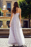 Vestido largo de gasa floral sin tirantes Lila A Line