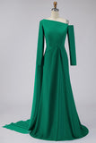 Vestido formal largo asimétrico de sirena verde brillante con serpentina lateral