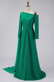 Vestido formal largo asimétrico de sirena verde brillante con serpentina lateral
