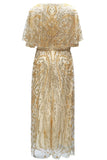 Vestido brillante de abebrones con cuentas y escote barco de los años 20 con lentejuelas