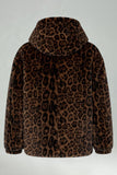 Abrigo de invierno de hombre con capucha de imitación de leopardo marrón