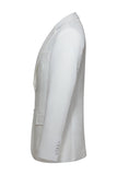 Traje de boda de hombre blanco de dos piezas con solapa con muescas