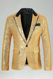 Blazer de solapa de hombre con solapa dorada brillante