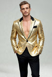 Blazer de solapa de hombre con solapa dorada brillante