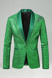 Americana de baile de graduación de hombre con chalel verde brillante