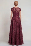 Vestido de Madre de la Novia con líneas en A con aplicación burdeos brillante