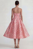 Vestido Midi A Line sin tirantes Blush Jacquard