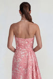 Blush Jacquard Vestido formal largo con abertura y abertura