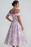 Vestido Midi de línea A de línea lila Jacquard lila