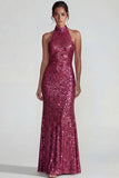 Lentejuelas doradas brillantes con capestro Vestido formal largo