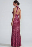 Lentejuelas doradas brillantes con capestro Vestido formal largo