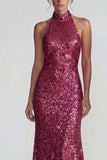 Lentejuelas doradas brillantes con capestro Vestido formal largo