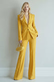 Traje de baile de graduación Peak, solapa de dos piezas, amarillo slim fit de un solo botón
