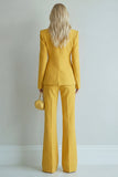 Traje de baile de graduación Peak, solapa de dos piezas, amarillo slim fit de un solo botón