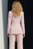 Trajes de trabajo de mujer con solapa Pink Peak de dos piezas y faja