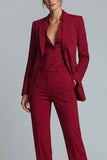 Trajes de trabajo de mujer con solapa de pico de dos piezas burdeos
