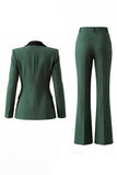 Traje de graduación de graduación verde oscuro de corte slim de dos piezas, solapa con pico y cruzado