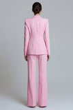 Trajes de trabajo femeninos de dos piezas de un solo botón de solapa Pink Peak