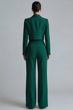 Trajes de trabajo de dos piezas de solapa con pico verde oscuro y punta
