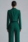 Trajes de trabajo de dos piezas de solapa con pico verde oscuro y punta