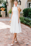 Vestido de novia Midi con encaje de encaje blanco A