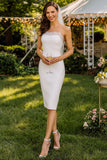 Vestido de novia Midi de encaje blanco con tirantes finos