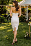 Vestido de novia Midi de encaje blanco con tirantes finos