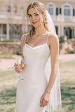 Vestido de novia Midi de tirantes finos blancos