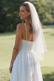 Vestido de novia Midi de tirantes finos blancos de encaje A Line