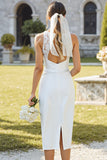 Vestido de novia Midi de satén blanco de encaje