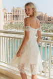 Vestido de novia A Line con encaje de marfil