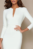 Bodycon Ivory Bodycon Midi Midi de Cuello Redondo con mangas 3/4