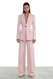 Trajes de trabajo femeninos de dos piezas con solapa rosa con pico rosa