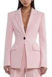 Trajes de trabajo femeninos de dos piezas con solapa rosa con pico rosa