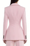 Trajes de trabajo femeninos de dos piezas con solapa rosa con pico rosa
