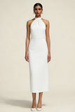Vestido blanco de satén con funda cabrestante