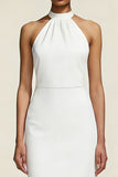 Vestido blanco de satén con funda cabrestante